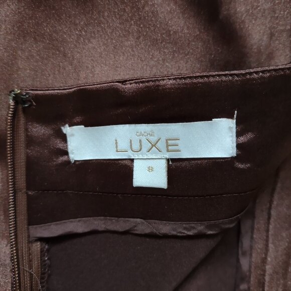 Cache Luxe Brown Satiny Skirt Size 8 - Picture 4 of 5